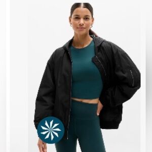 ATHLETA Black Bomber Jacket - Women's Lightweight Hooded Coat, NWT size XL